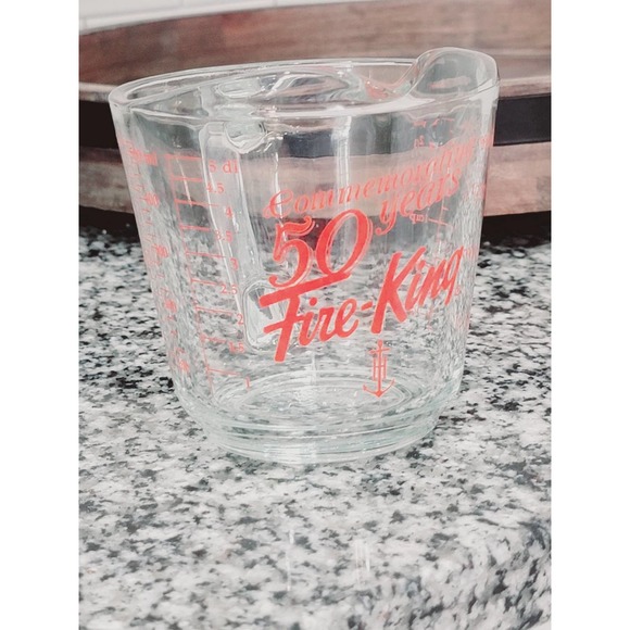 Vintage Fire King Commemorating 50 Years Anchor Hocking Measuring 2 Cups - Picture 2 of 12